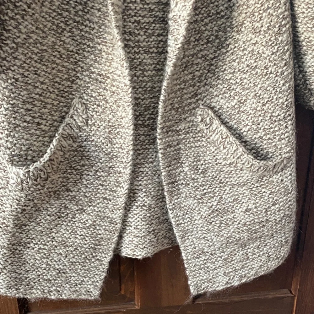 Vintage hand knit wool blend heavy open front sweater cardigan - Picture 2 of 13